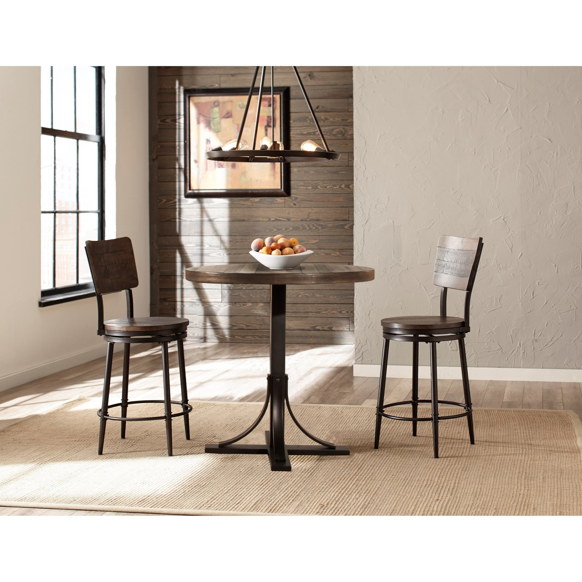 Hillsdale Jennings 4022CDP Rustic Round Counter Height Table with Metal